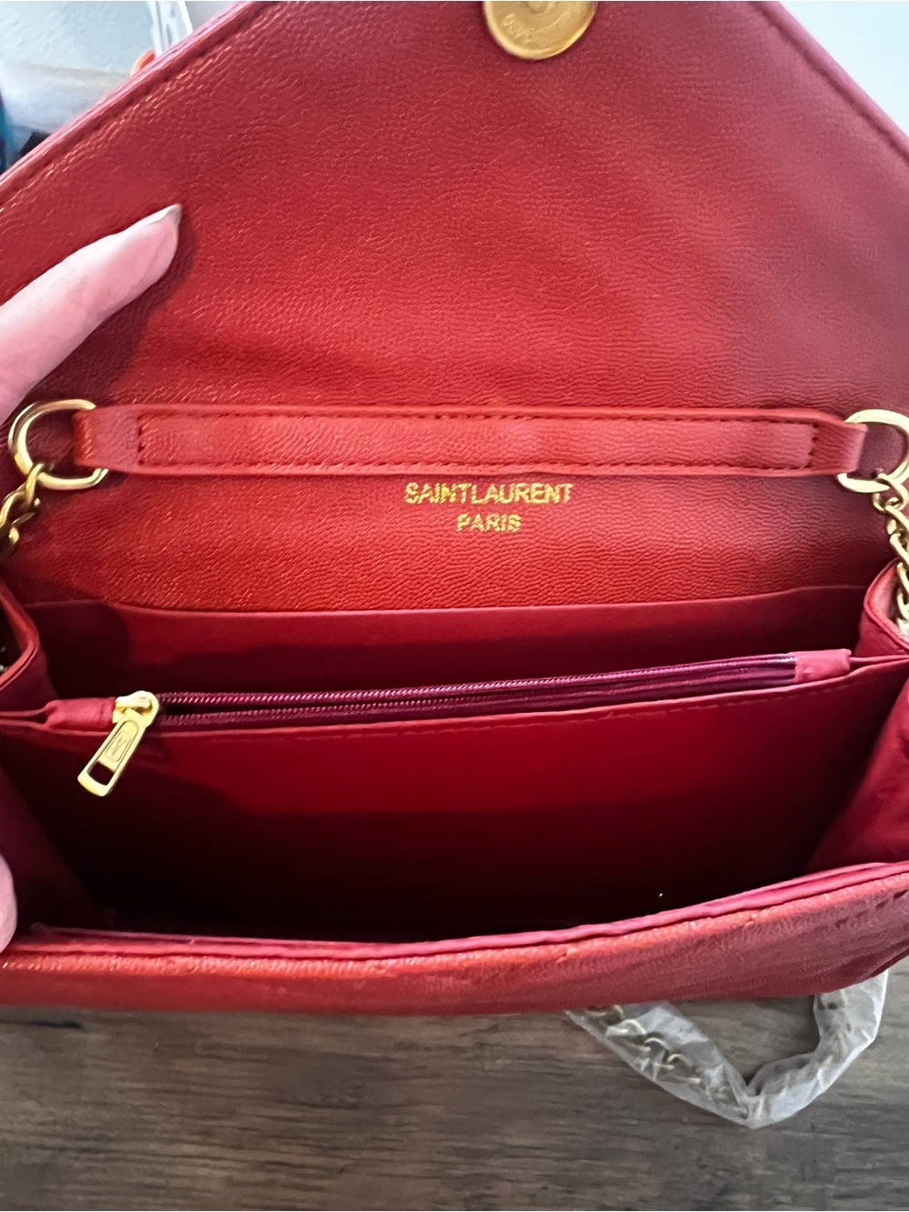 INSPIRED Redish Orange Leather Crossbody with Gold Hardware - Picture 2 of 10